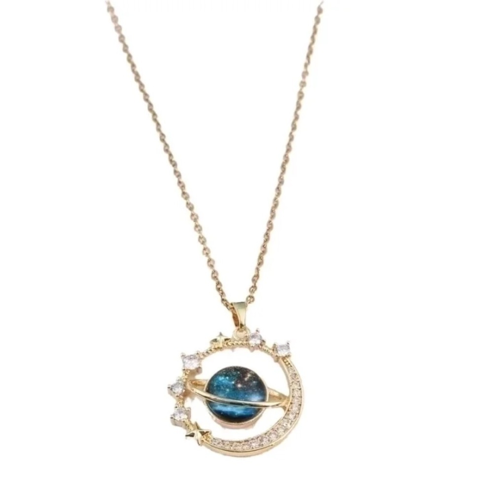 Stunning Gold and Blue Pendant Necklace - NWOT - Picture 4 of 6